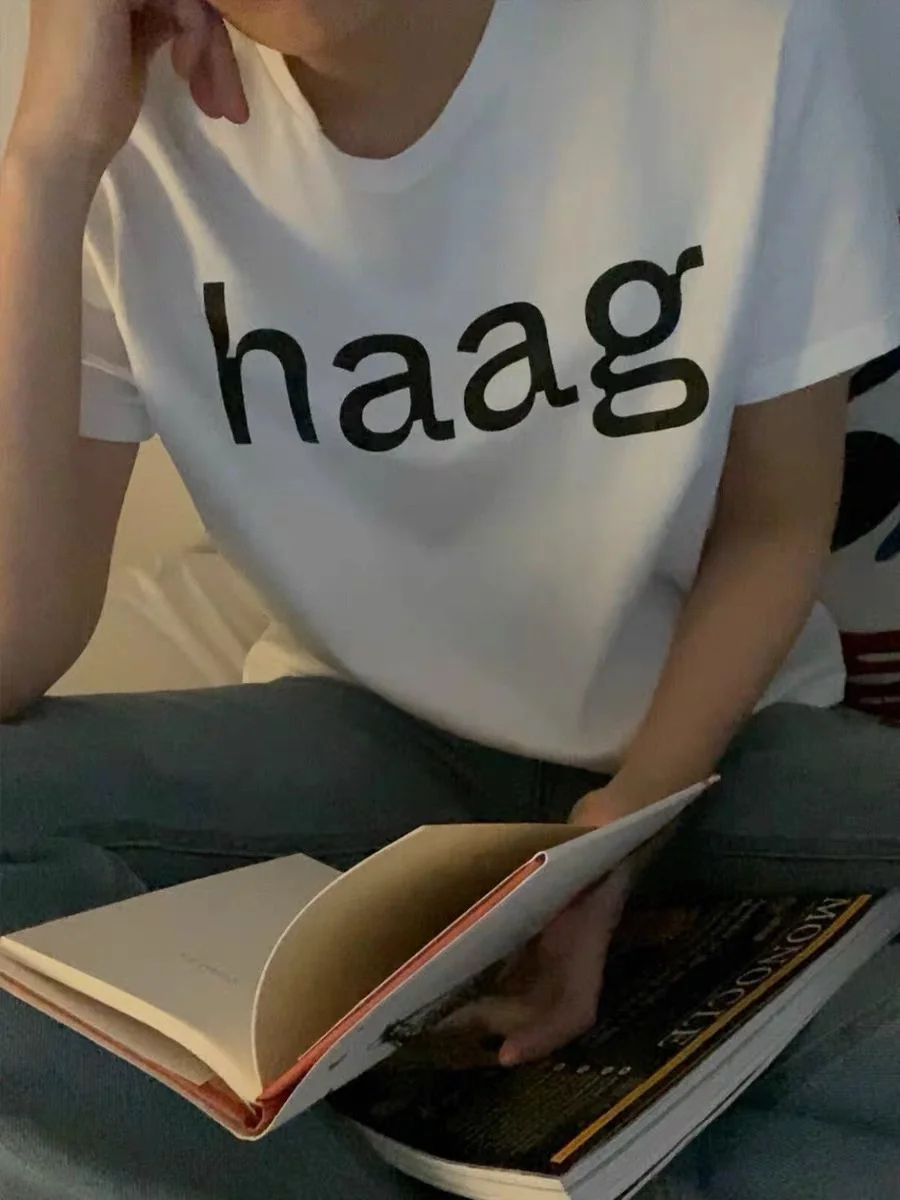 T-shirt bianca casual rotonda Ne ort Sve T-shirt da donna semplice abbinata a tutte le lettere T-shirt ampia in cotone estivo creativo