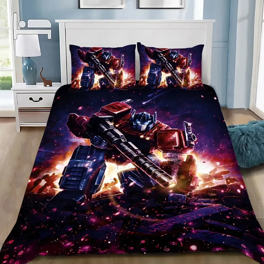 3D Printed Optimus Prime Duvet Cover Set Home Bedding Set, Boy Cartoon Duvet Cover Pillowcase, Bedroom Decoration