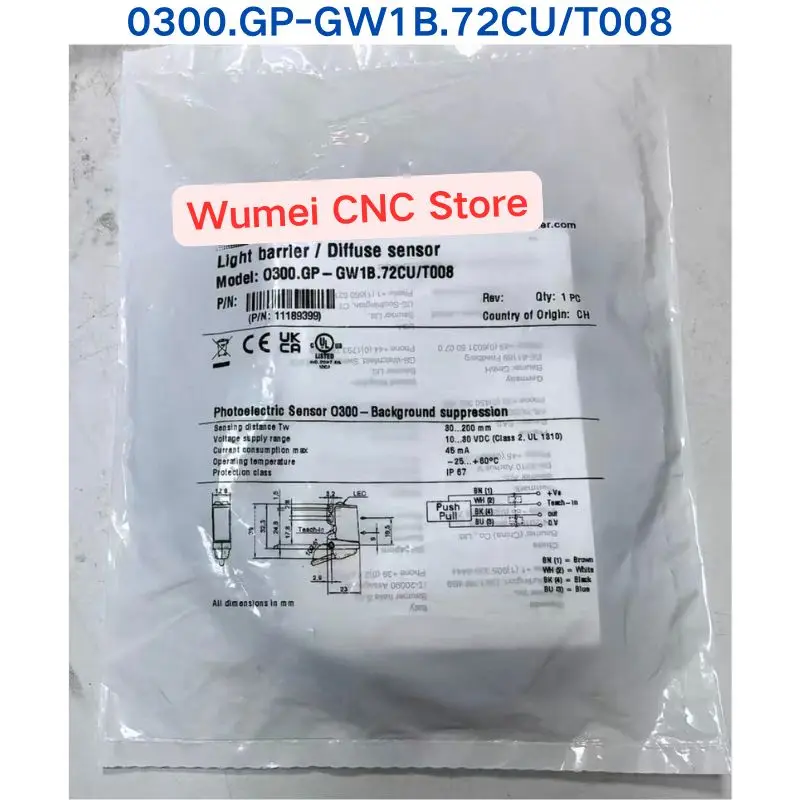 Brand New Original 11189399 Photoelectric Sensor 0300.GP-GW1B.72CU/T008 If You Need Other Specifications, Please Consult