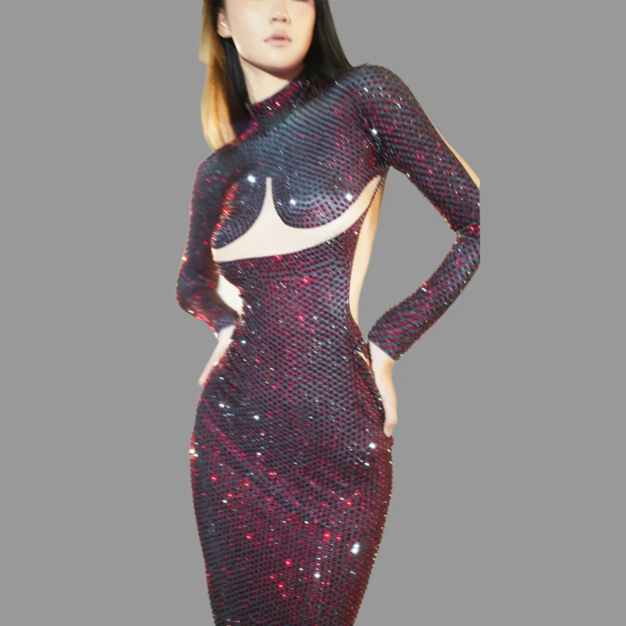 

Sparkly Rhinestones Evening Stage Performance Dress Women Singer Bar go Costume Festival Birthday Nightclub Party Club Outfitc