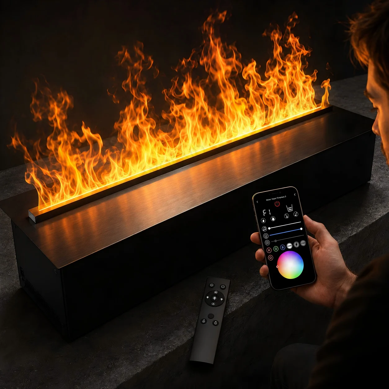 Drop in 3D Mist Fireplace Indoor Steam Flame Fireplace Cassette Decorative Electric Flame Module for Custom Hearth Design