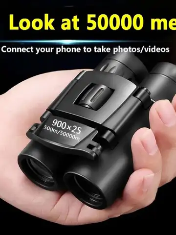 900x25 HD Zoom Portable Powerful Binoculars Long Range BAK4 Telescope Jumelles Folding Low Light Binoculars for Hunting Camping