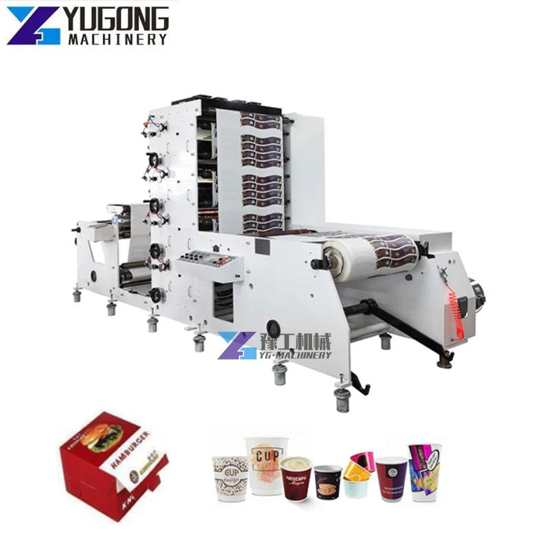 4 Color Fully Automic Wide Width Roll To Roll Paper Cup Flexo Graphic Flexographic Printing Machine for Paper Cup