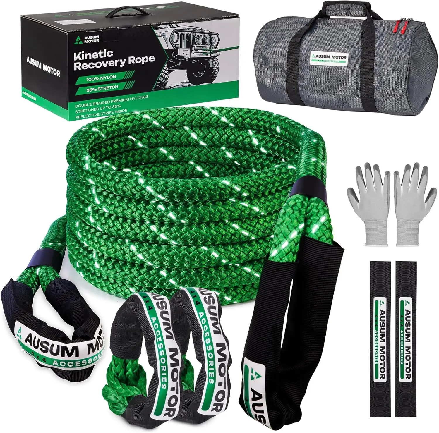 

Сверхмощный кинетический восстановительный трос 7/8 дюймов x 30 футов, 48 600 фунтов, прочность разбития с мягкими дужками, для грузовиков, внедорожников, квадроциклов, тракторов, автомобилей