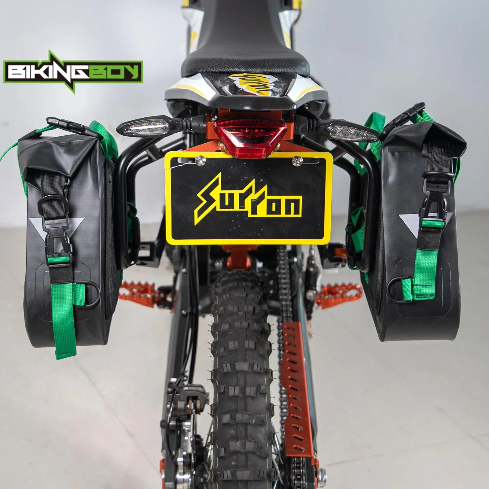 BIKINGBOY For Surron Ultra Bee Sur-ron UB Side Saddle Bag Bracket + Universal 6.5L + 6.5L Motorcycle Side Bags Luggage Electric