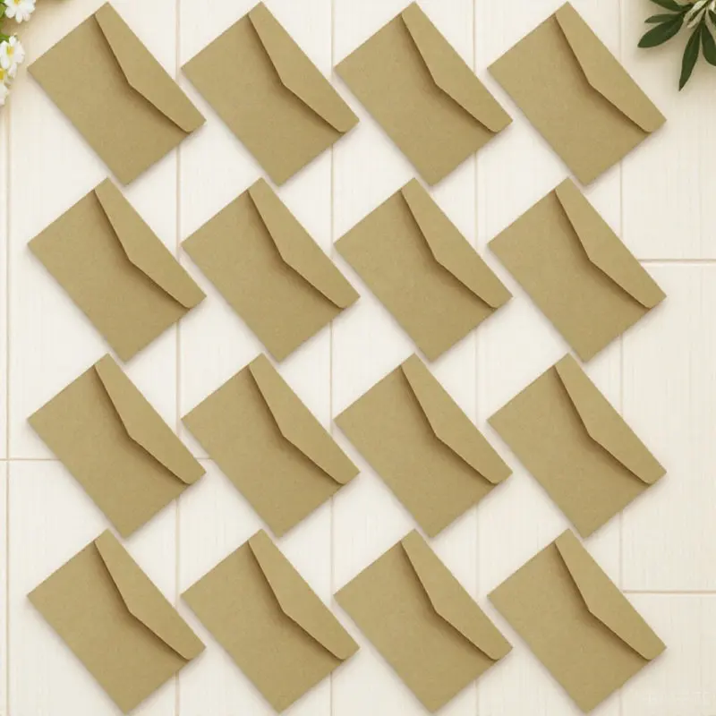 

100Pcs Vintage Kraft Envelopes Mini Retro Blank Envelopes for Letters Postcards Invitations Photos Business Cards Storage