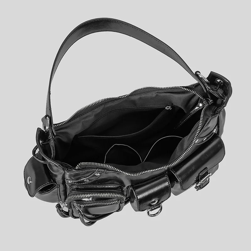 Luxury Designer Soft PU Leather Motorcycle Bag for Men with Multiple Pockets Single Shoulder Slant Cross Handbag And Wallet