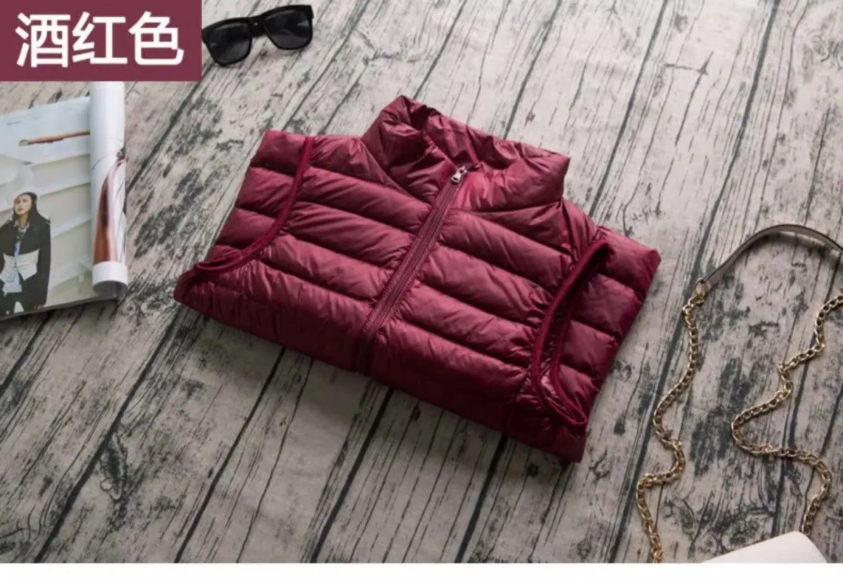 Spring Autumn Women Lightweight Puffer Jacket White Duck Down Vest Warm Winter Slim Sleeveless Waistcoat Female Portable Outwear