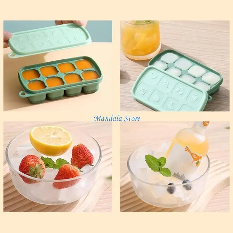 

U2JC Silicone Tray Multifunctional Silicone Molds Maker Tray Moulds with Lid for Ice