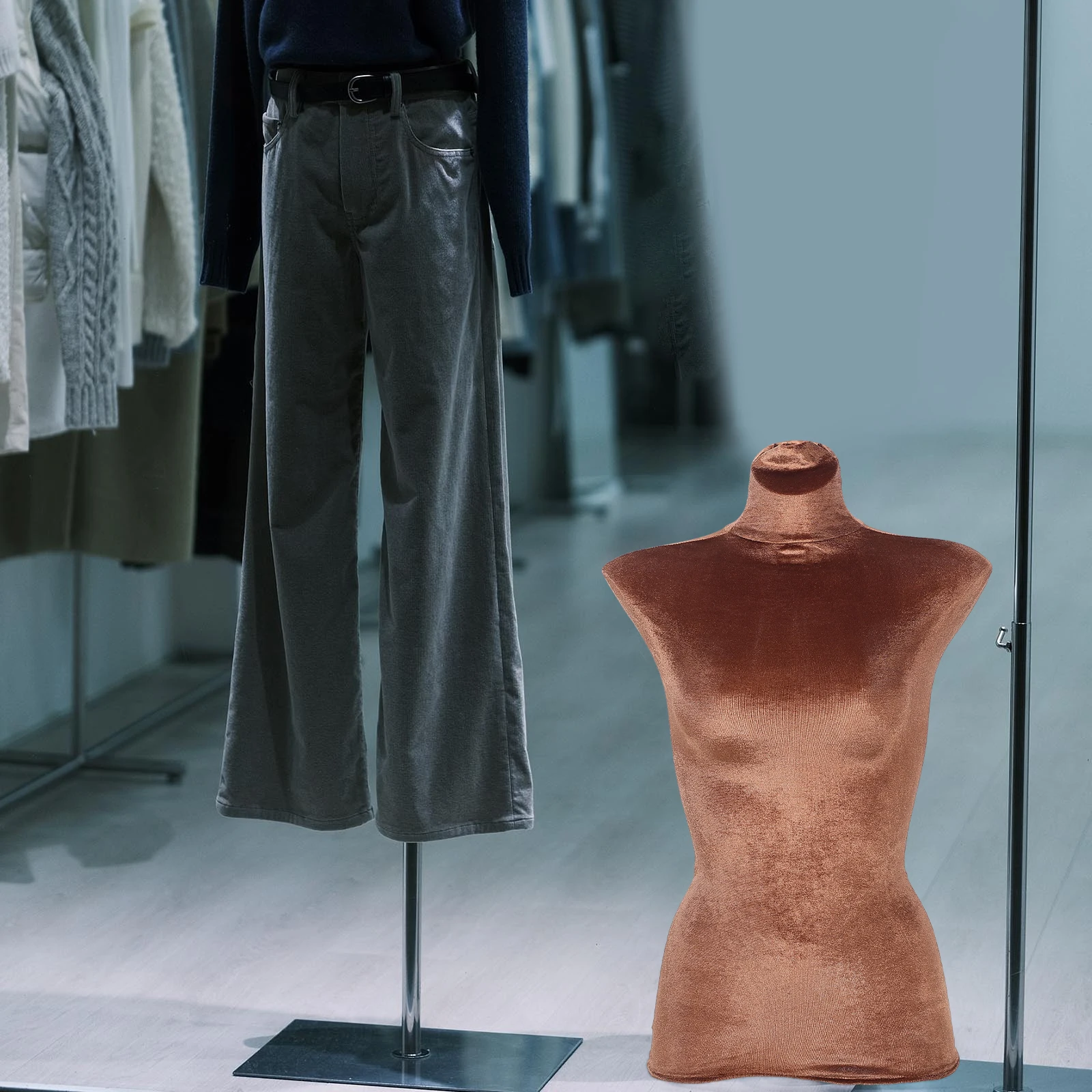 

Skin Tone Mannequin Cover Fake Model Props Elastic Lace Upper Body Female Mannequin Fabric Cover Reusable Long Time Use Display