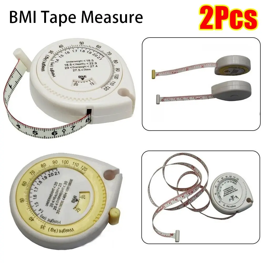 2Pcs Measuring Tools Telescopic Tape Measure BMI Calculator Retractable Body Sewing Flexible Ruler Body Mass Index 150cm