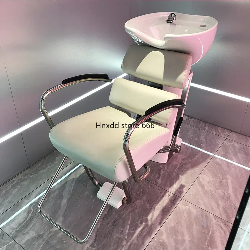 High-End Japanese Barber Shop Shampoo Chair Semi-Lying Sitting Beauty Salon Flushing Bed