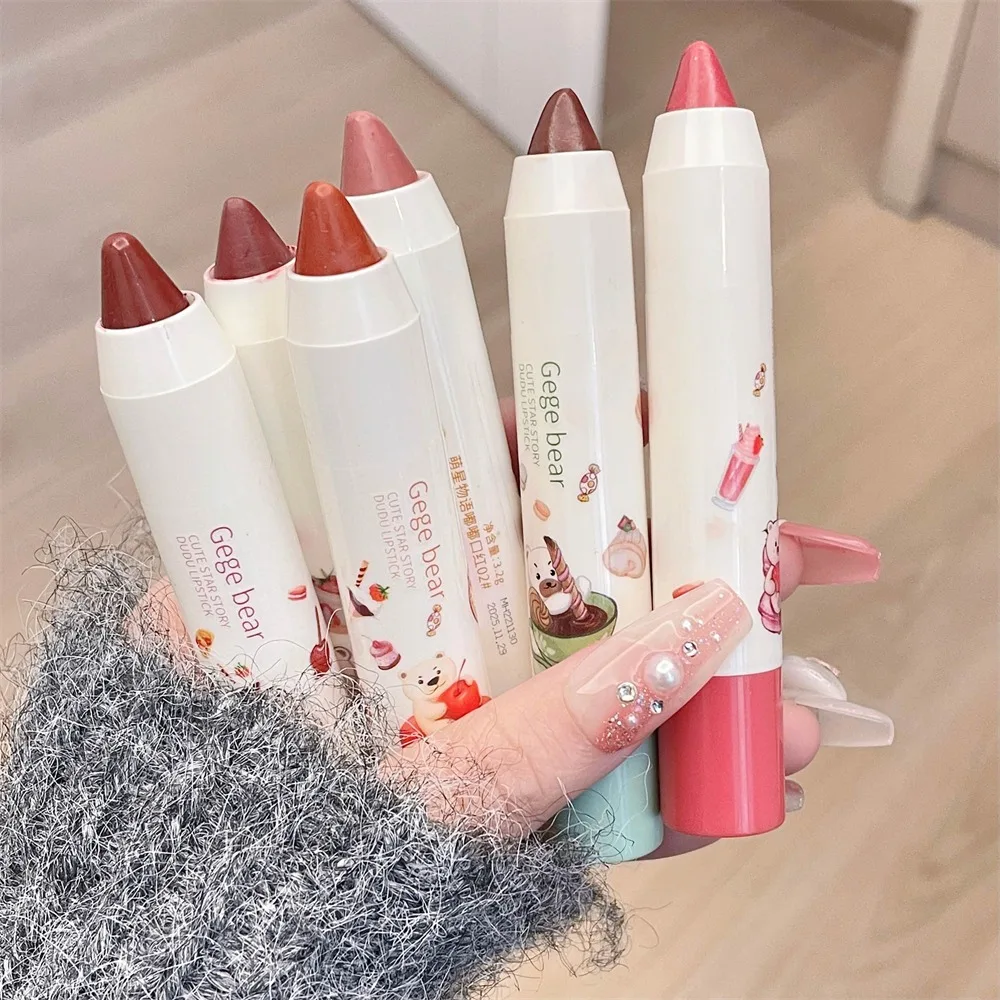 Lipstick Soft Mist Lip Glaze Cute Bear Lips Makeup Lipgloss Lip Contouring Lipstick Pen 6 Color Cosmetics Red Lip Tint