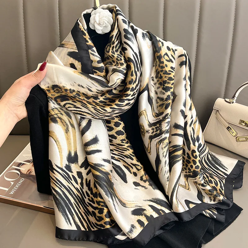 2023 New Simulated Silk Style Scarf Women's Dual Use Autumn and Winter Warmth Scarf Fashion Shawl Thin Scarf Travel