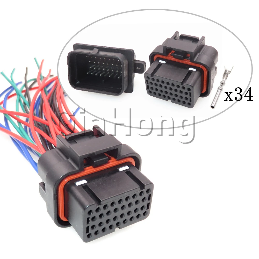 1 Set 34 Ways Starter Auto Parts 4-1437290-0 6437288-2 Car PCB Connector 2-6447232-3 Auto Male Female Wiring Harness Socket