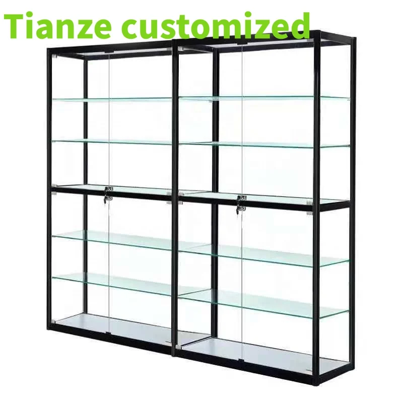 (customized)Factory Customized Retail Store Furniture Hot Selling Glass Display Cabinet Wall Glass Vitrine with Led Lighting