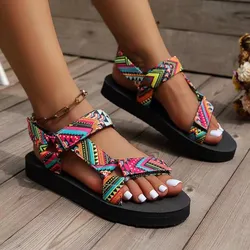 2024 New Summer Women's Shallow Mouth Leaky Toe Platform Sandals Outdoor Simple Mixed Color Wedge Sandals Woman Sandalias