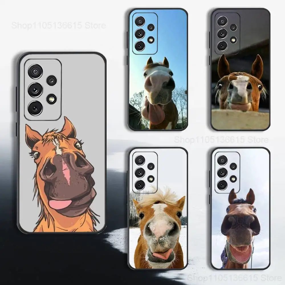 

Funny Expressions Horse Phone Case For Samsung S25,S24,S23,S22,S21,S20,S10,S9,Ultra,Plus,Lite,FE,Soft Silicone Black Cover