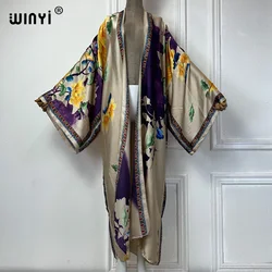 Strój na lato kimono africa boho z nadrukiem okrycie plażowe sukienka MAXI swetry plażowe damskie 2024 abaya dubai luksus