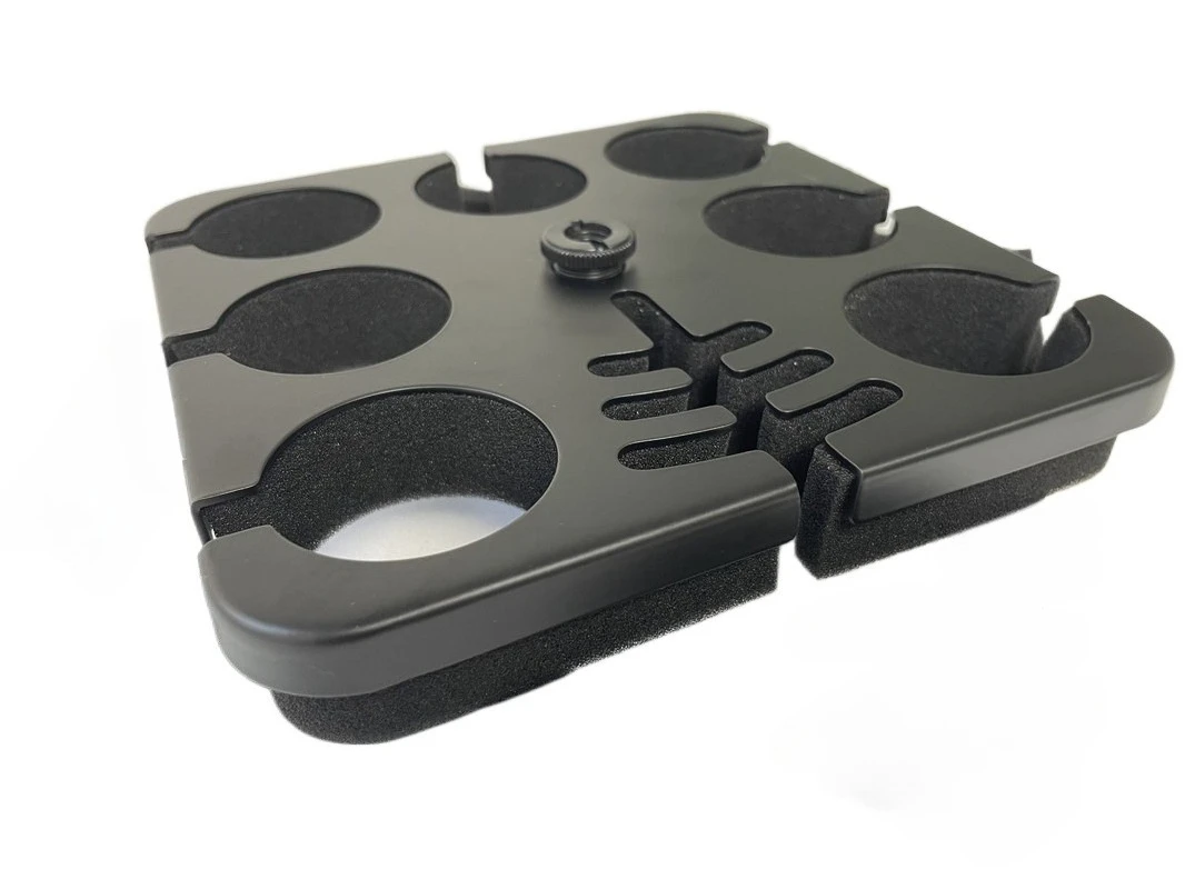 Multi-Mikrofonhalter für bis zu 7 Mikrofone. Quadratischer Tabletthalter. 7 Mikrofonhalterstange aus Metall, 6-in-1-Schaumstoff-Windschutzscheibe mit 7 Kabelständer – Detail 2