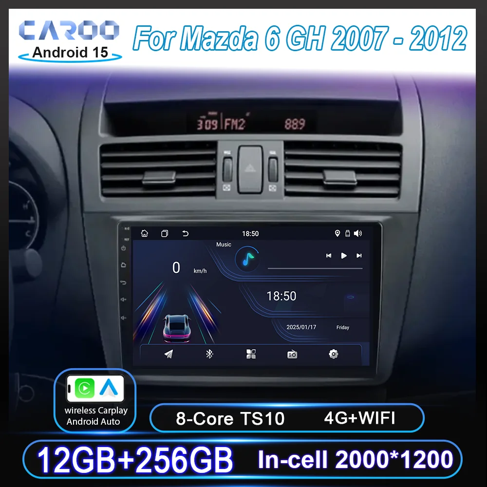 

Car Android 15 Carplay For Mazda 6 GH 2007 2008 2009 2010 2011 2012 Auto Radio Stereo GPS Navigation Multimidia Video Player 4G
