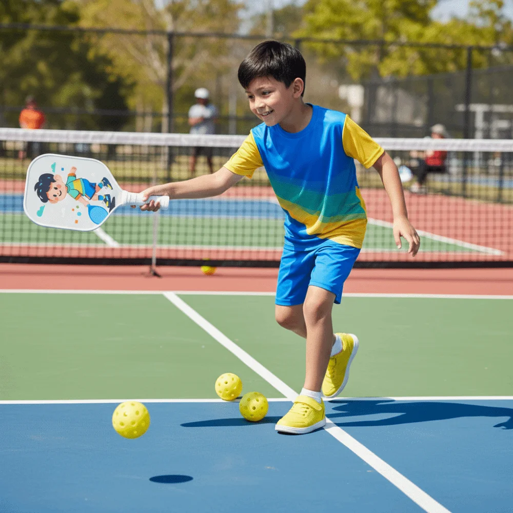 

Cartoon Children's Pickleball Set Colorful Durable Children's Pickleball Rackets Glass Fiber Non-Slip Grip Pickleball Paddle Set