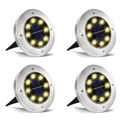 IP68 LED Outdoor Solar Power Ground Light Solar Path Deck Lights Underground Light Yard Driveway Lawn Garden Decor Lighting