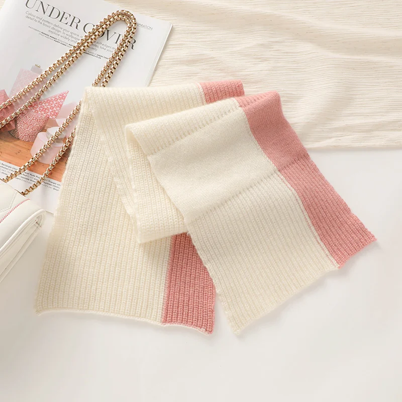 Cashmere Scarf for Women, 100% Cashmere, High-end, Color Block, Knitted, Warm, Autumn and Winter, New Product, Hot Sale