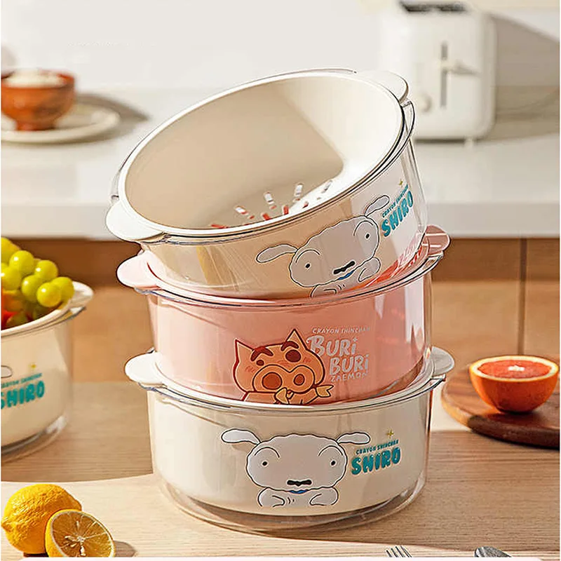 

Cute Cartoon Crayon Shin-chan Washing Basin Draining Basket New Type of Filtering Fruit Basket Living Room Household Fruit Plate