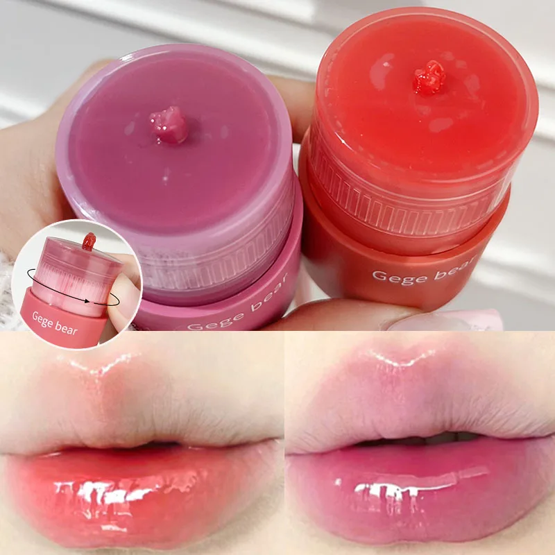 Jelly Rose Pink Mirror Lipstick Moisturizing Colored Rotate Lip Balm Non Sticky Cup Watery Lip Tint Lips Care Makeup Cosmetics