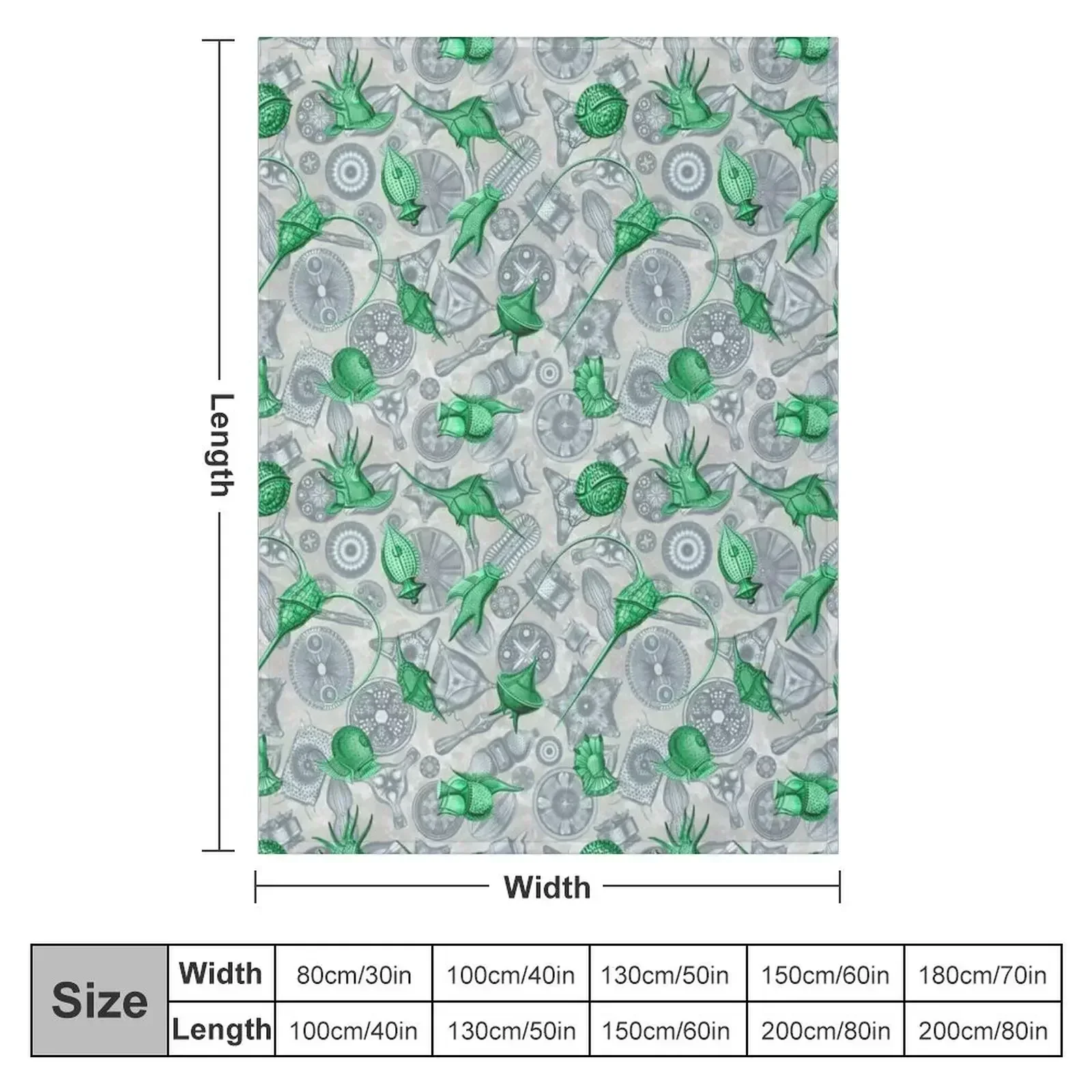 Ernst Haeckel Green Peridinea Algae Over Cerulean Diatoms Throw Blanket Flannel Fabric Bed linens sofa bed Nap Blankets
