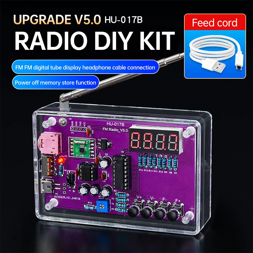 87-108MHz DIY FM Radio Electronic Kit Adjustable Frequency Digital Display DIY Soldering Project Practice Solder RDA5807 ﻿