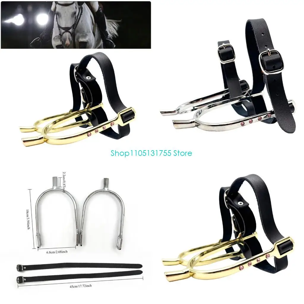 K0EF Horse Training Horse Riding Spur with Arched Metal Frame, Secure Closures and Crystal Trim for Daily Stable Tasks