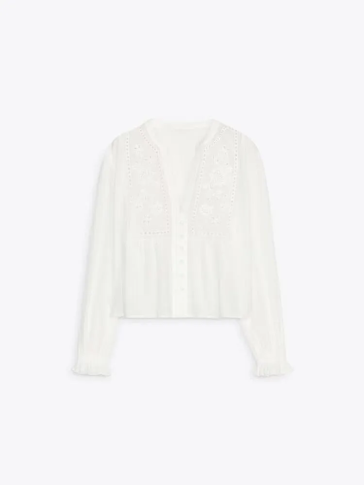 Casual Versatile Lungo Sve Pulsante singolo Ricamo cavo ort irt Traspirante Confortevole Primavera Autunno Inverno Donna...