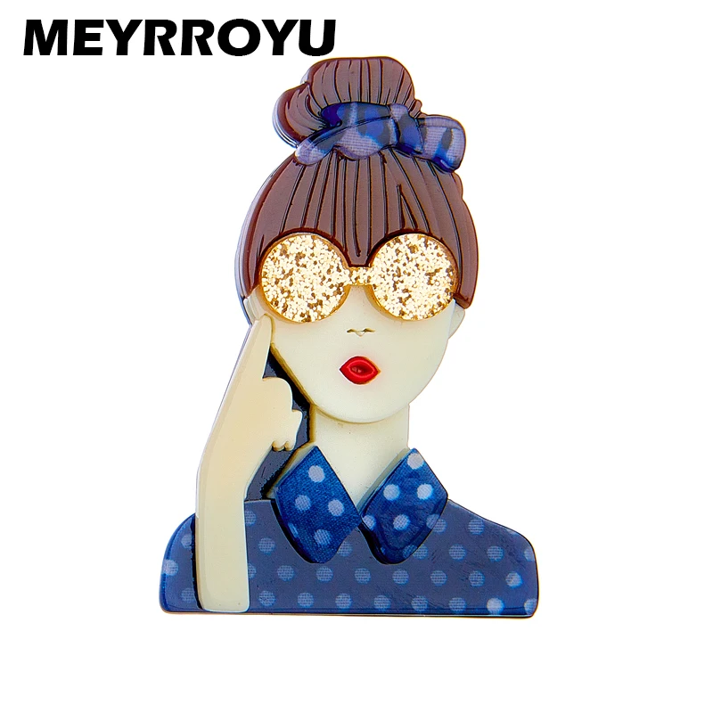 MEYRROYU New Style Brooches for Women Acrylic Material Fashion Lady Shape Woman Pins Brooch on Bags Clothes Drop Shipping