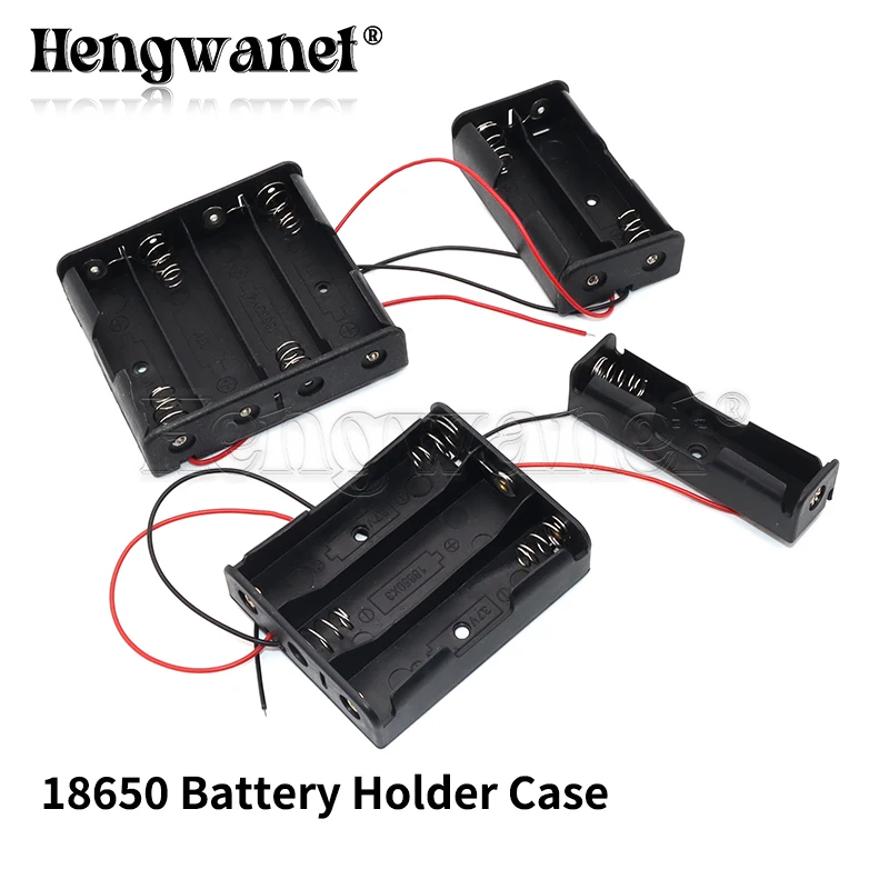 3pcs 18650 Battery Holder Box 1 Slot 3.7V Battery Storage Case 1/2/3/4 Cell Plastic Container with Connect Black Red Wires