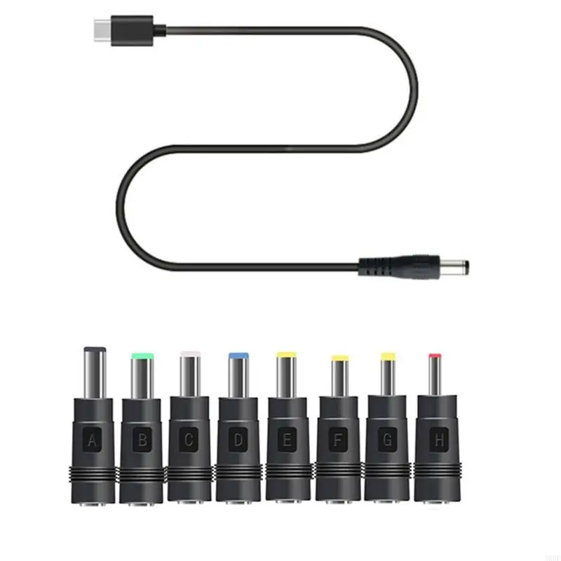 

A9BF 65W USB C Type C PD to 12V 3.5 4.8 5.5mm Conveter Adapter 8in1 Cable Cord