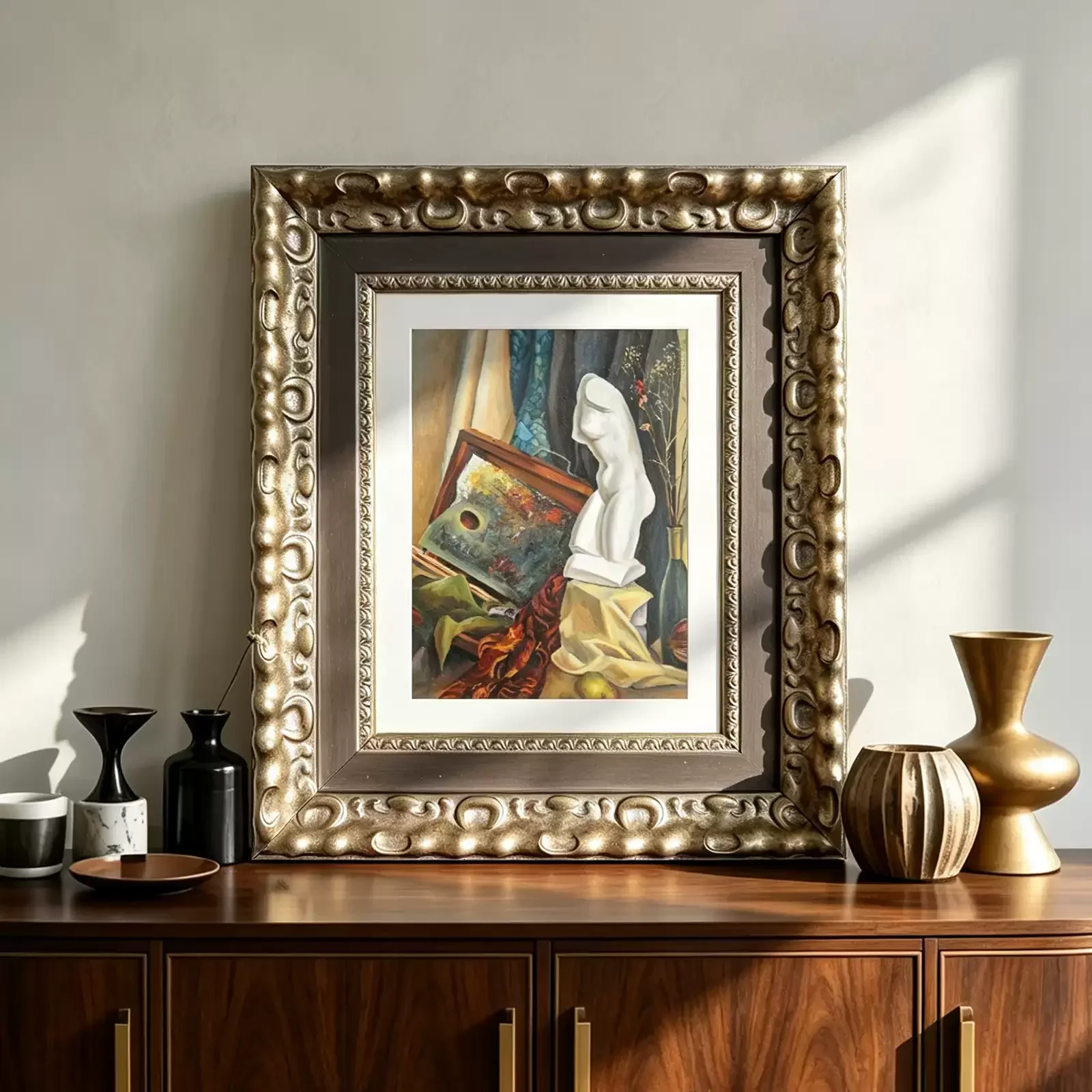 Antique Bronze Wood Picture Frame Photo Frame Vintage Decorative Wall Hanging Frame for Oil Painting Classical Artwork Display