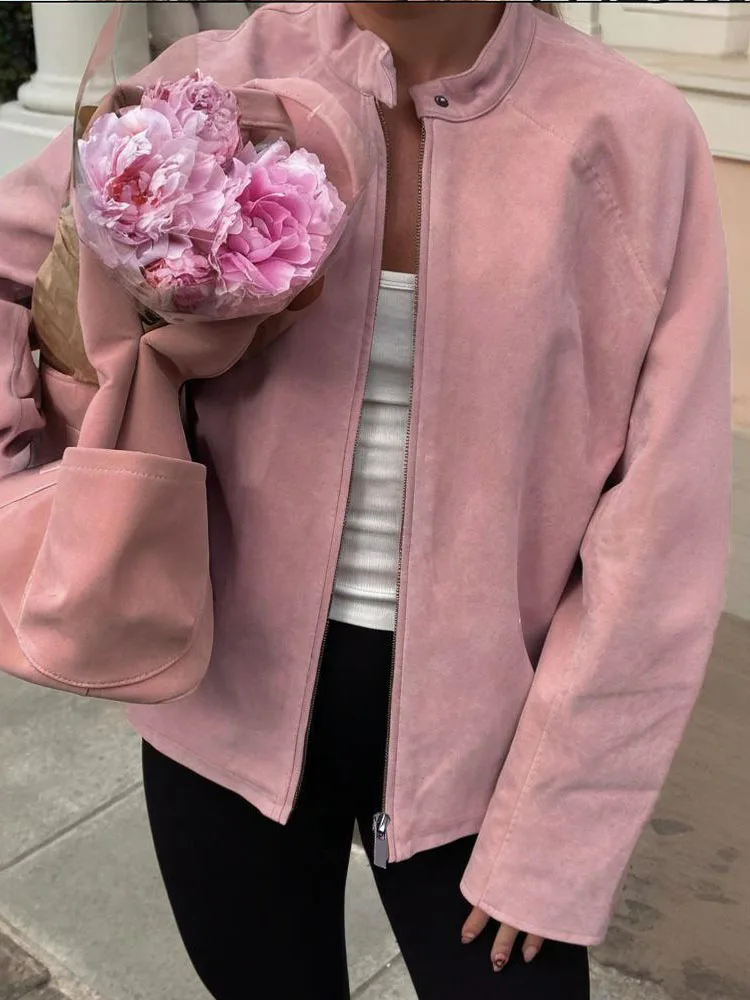 

Зимнее элегантное свободное бархатное пальто на молнии, женская мода, короткая куртка с круглым вырезом и длинными рукавами, осеннее повседневное уличное однотонное пальто