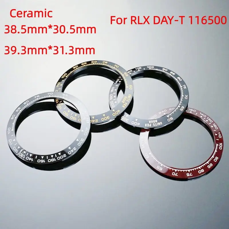 38.5mm 39.3mm Ceramic Scale Watch Bezel 116500 Black Gold Digital Ring Fits for RLX Day-T 116500 Series Watch Case