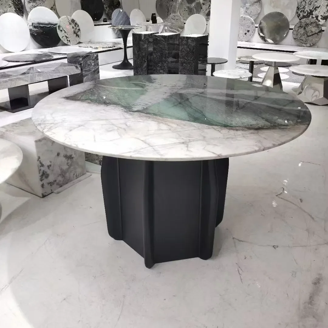 Marble round  foot bracket Wood table foot Luxury stone  tripod Solid wood table legs Stainless steel round table