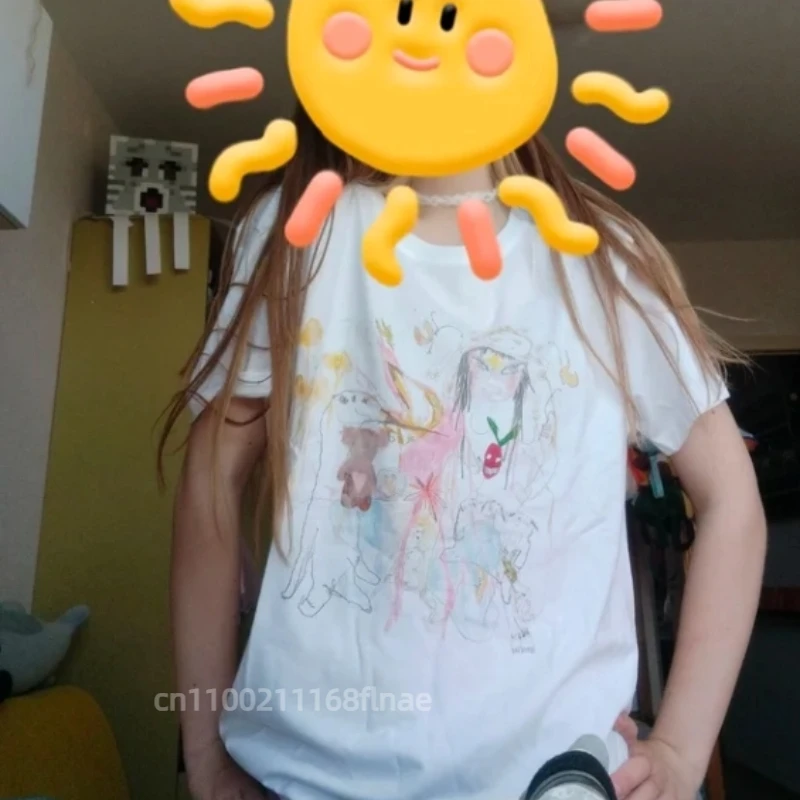 Pattern T-shirt short sleeved summer street dance top street casual hip-hop performance costume unisex