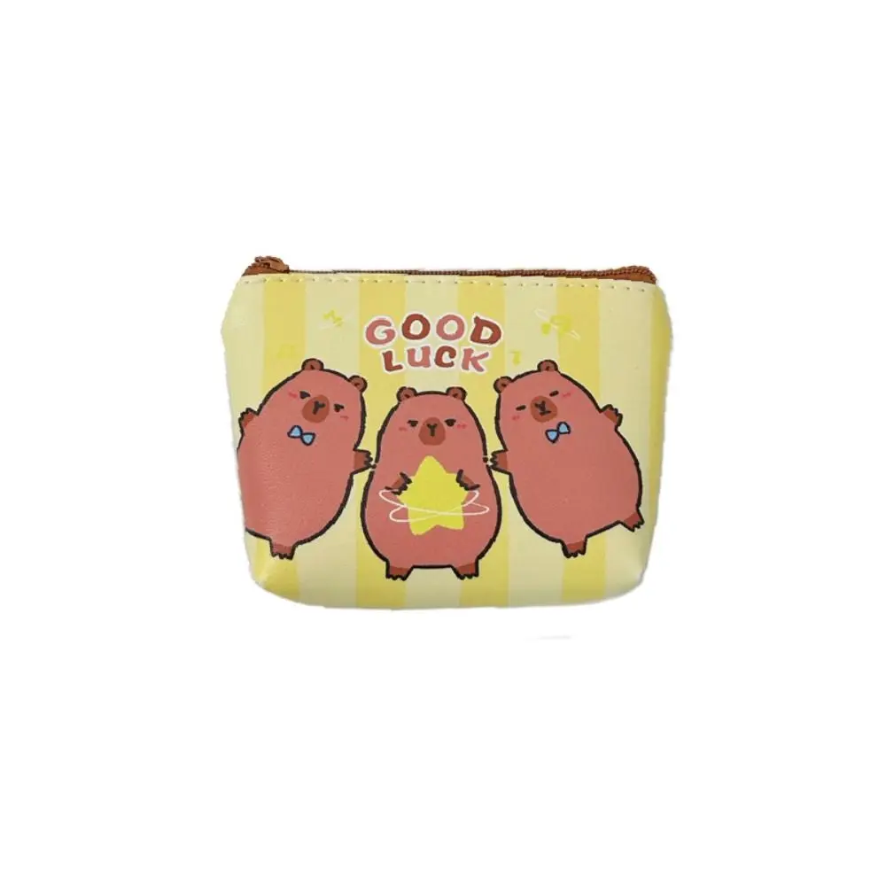 Mini Cute Capybara Coin Purse Cartoon Portable Coin Storage Bag Korean Style Zipper Design Change Bag Earphone Organizer