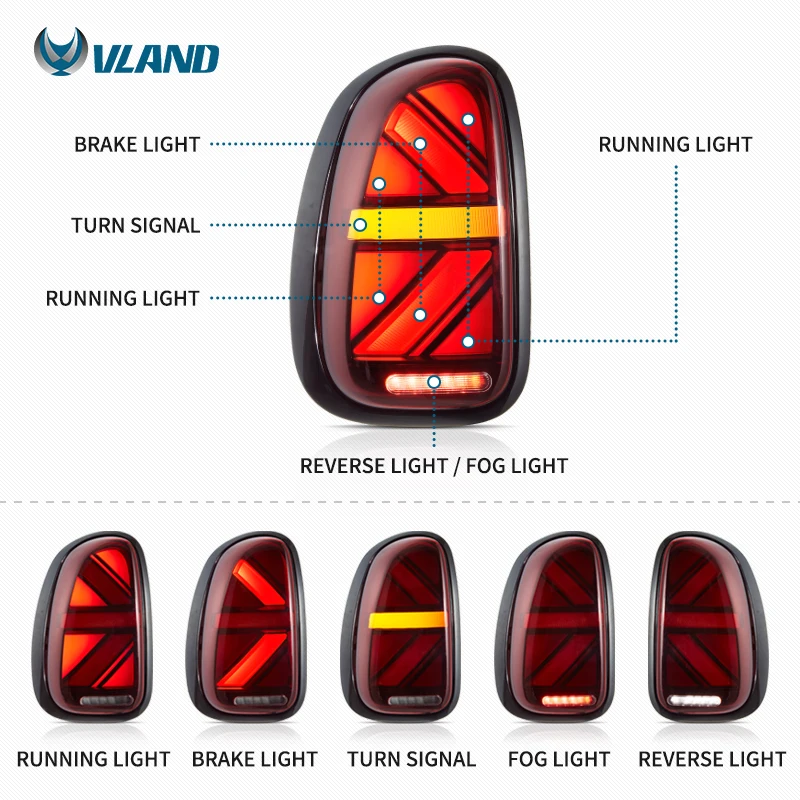 Vland Factory LED Taillights for BMW Mini Cooper Countryman R60 2010-2016 (First Generation) with Start-up Animation