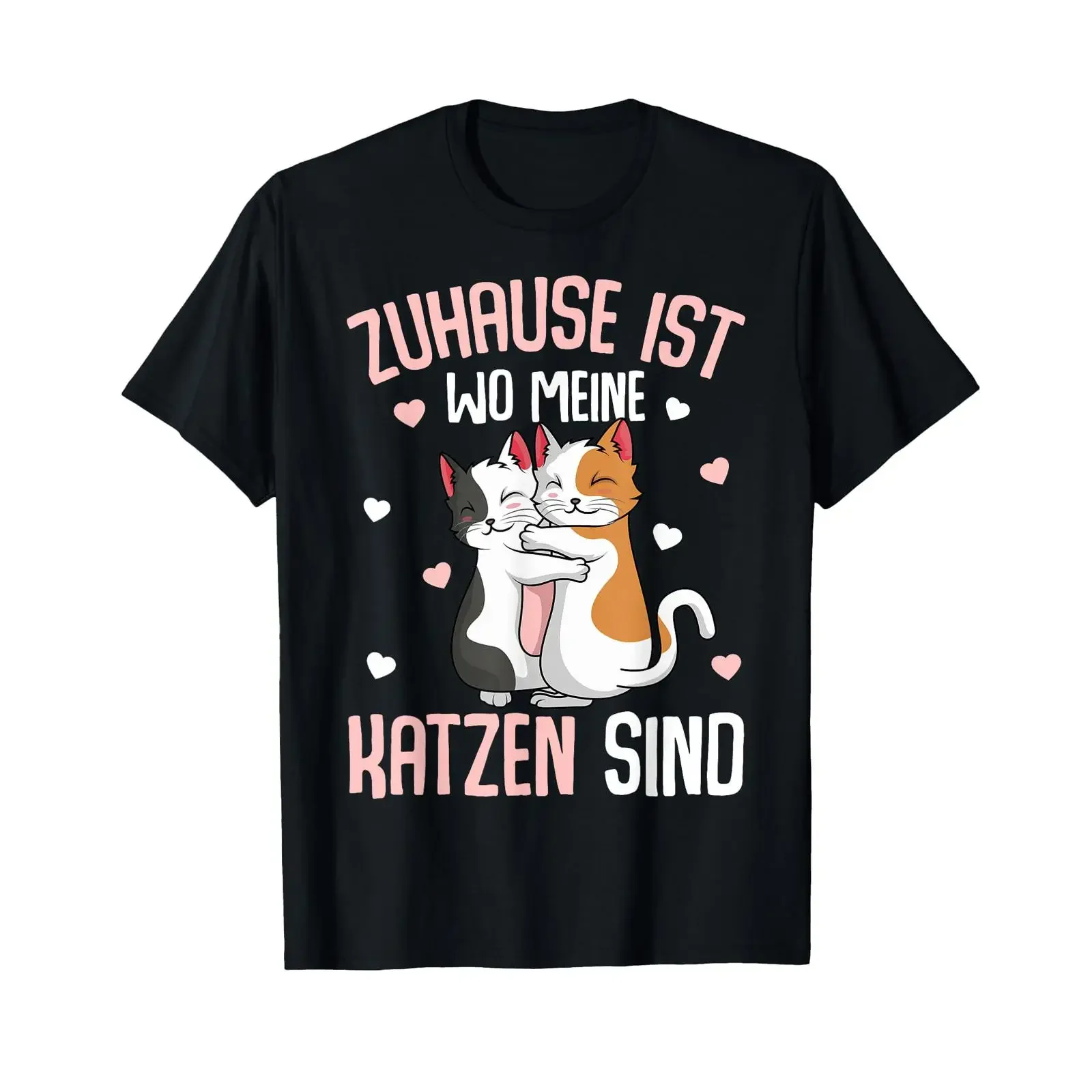 Zuhause ist wo meine Katzen sind Katze Girl's Women's T Shirt black vintage Washed streetwear Top For Everyday Wear Stretched