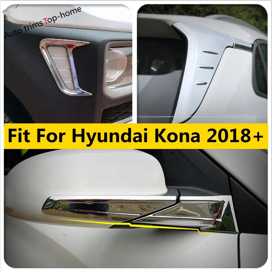 

ABS Chrome Rearview Mirror Rear Window Wing Turning Lamp Light Cover Trim Fit For Hyundai Kona 2018 - 2023 Car Accessories