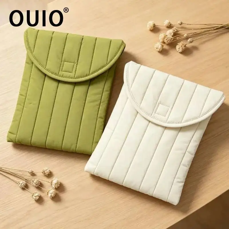 OUIO Inch Puffy Laptop Sleeve Bag For MacBook Pro 14 16 Surface Dell Huawei Lenovo Fluffy Quilted Comfyable Portable Laptop Bag