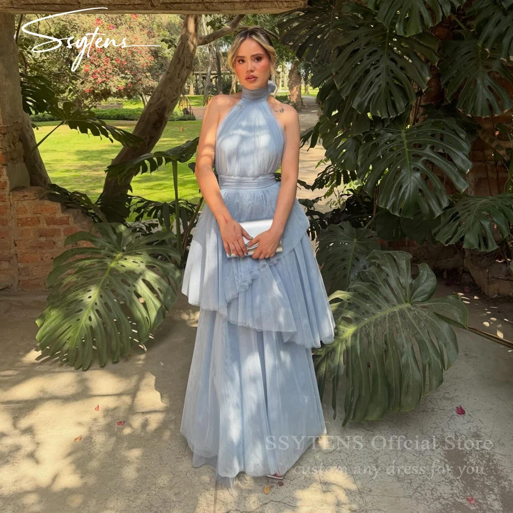 

SSYTENS Chic Long Prom Dresses 2026 Halter Backless Vestido Casamento Tiered Women's Fashion Sleeveless Evening Gowns Customized