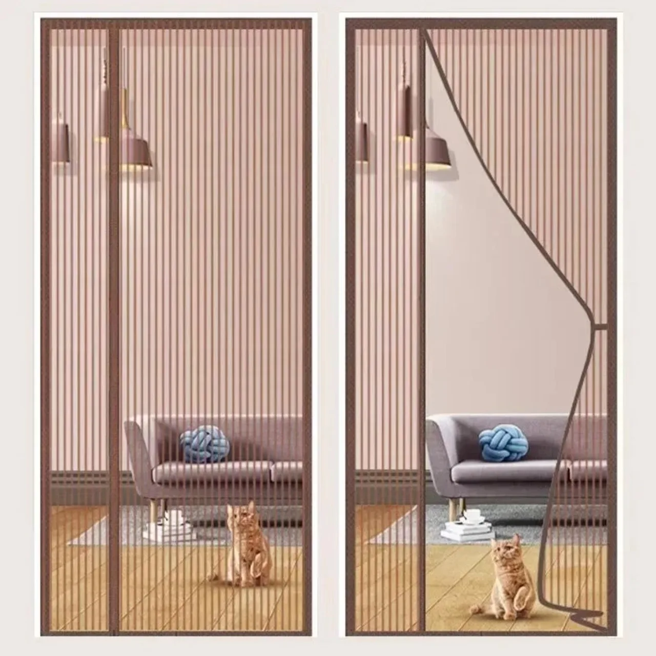 Summer Mosquito Screen DoorDiamond Mesh Side Opening Curtain Magnetic Self-Adhesive Screen Curtain Customizable Size and Color