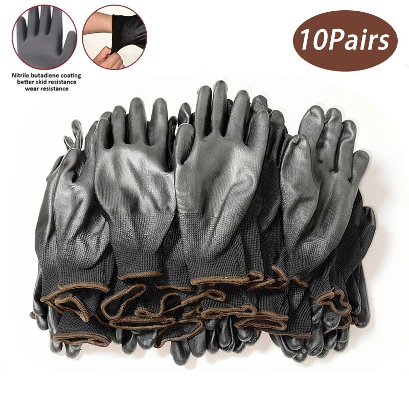 10 Pair Electric Shock Anti-Slip Safety Protective Gloves PU Electrician Work Anti-static Gloves ESD Protective Tools Insulation